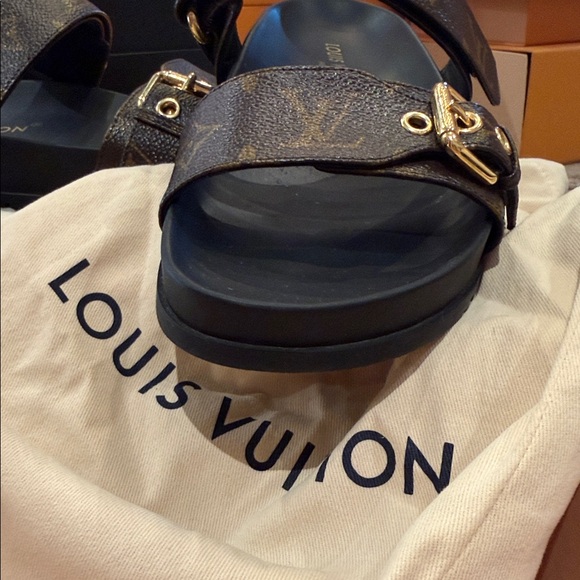 Louis Vuitton Brown and Gold Monogram Sandals - Picture 8 of 10